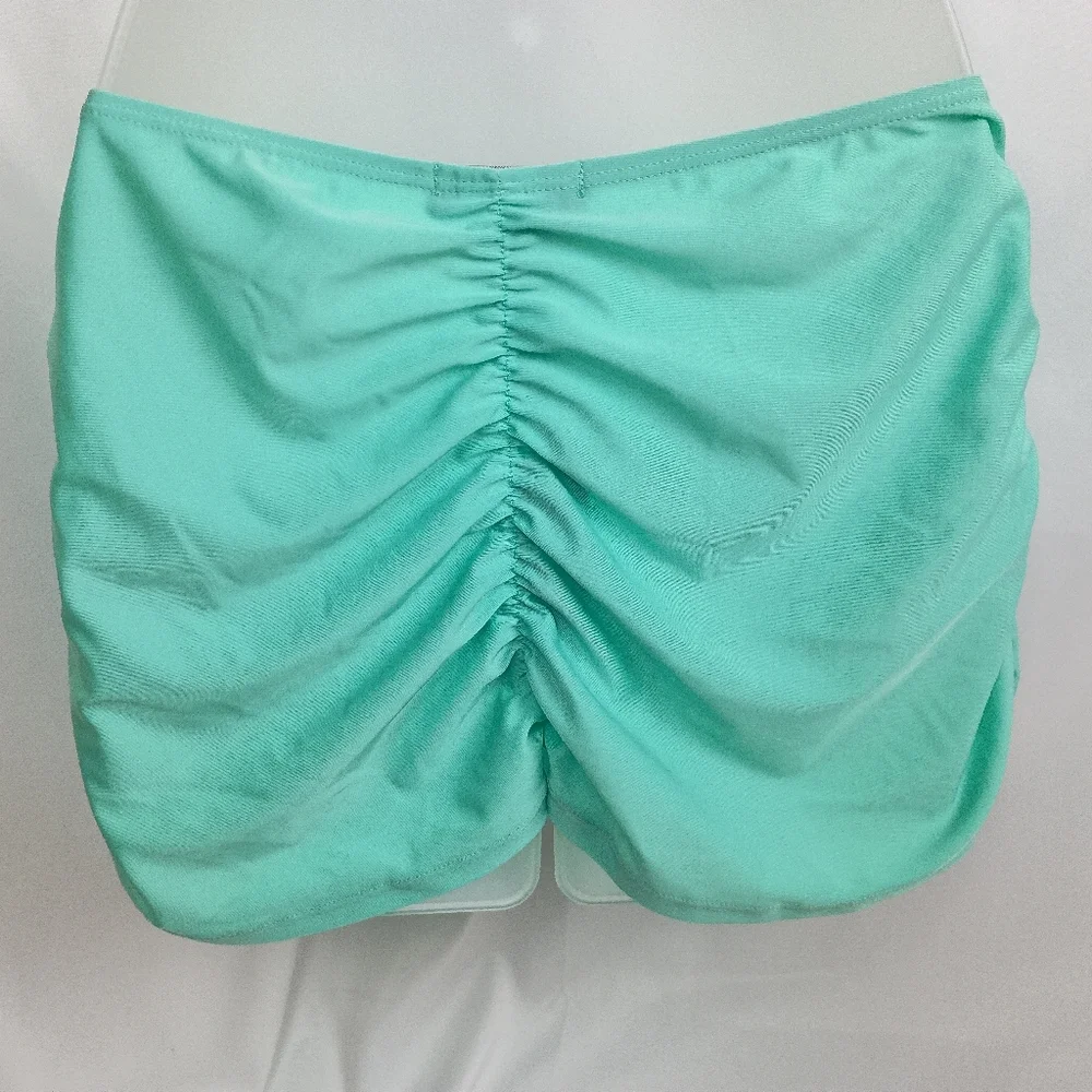 NWT PRETTY LITTLE THINGS‎ Mint Aqua Green Ruched Swim Skirt (#891)